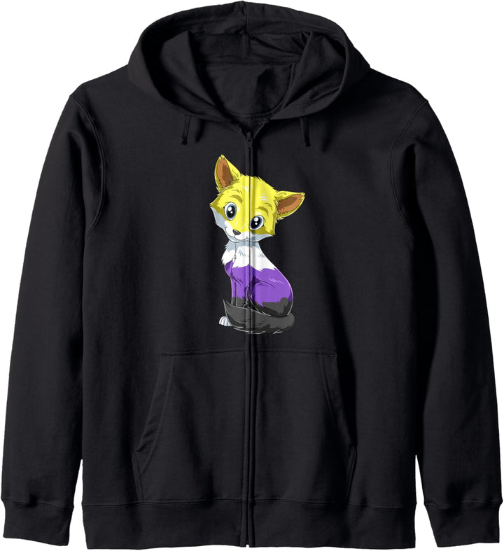 Süsser Kawaii Fuchs - Nichtbinär Enby und LGBTQ Geschenk Kapuzenjacke