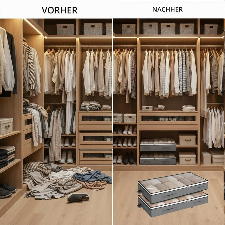 Romon Unterbett Aufbewahrungsbox Unterbettkommode, 3 Stück Bettkasten 75L Faltbare mit Reissverschlü