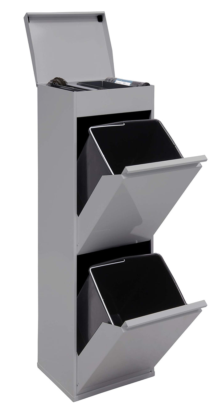 Arregui Top CR222-B Recycling Abfalleimer / Mülleimer aus Stahl mit Aufbewahrungsbox mit Deckel, Mül