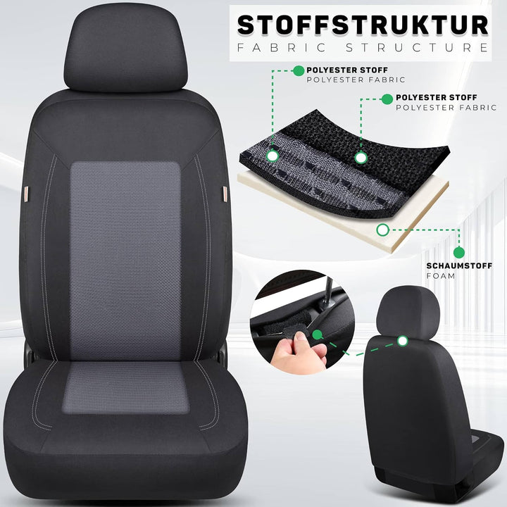 Schonbezüge Sitzbezüge für Skoda Yeti Bj 2009-17 in Schwarz/Grau TF4