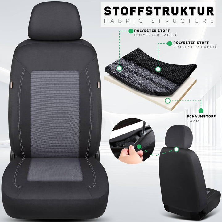Schonbezüge Sitzbezüge für Renault Kangoo 2 Bj 2008-21 in Schwarz/Grau TF4