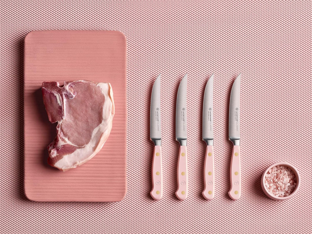 WÜSTHOF Classic Steakmesser-Satz mit 4 Messern, 12 cm, Pink Himalayan Salt (Rosa), Pink Himalayan Sa
