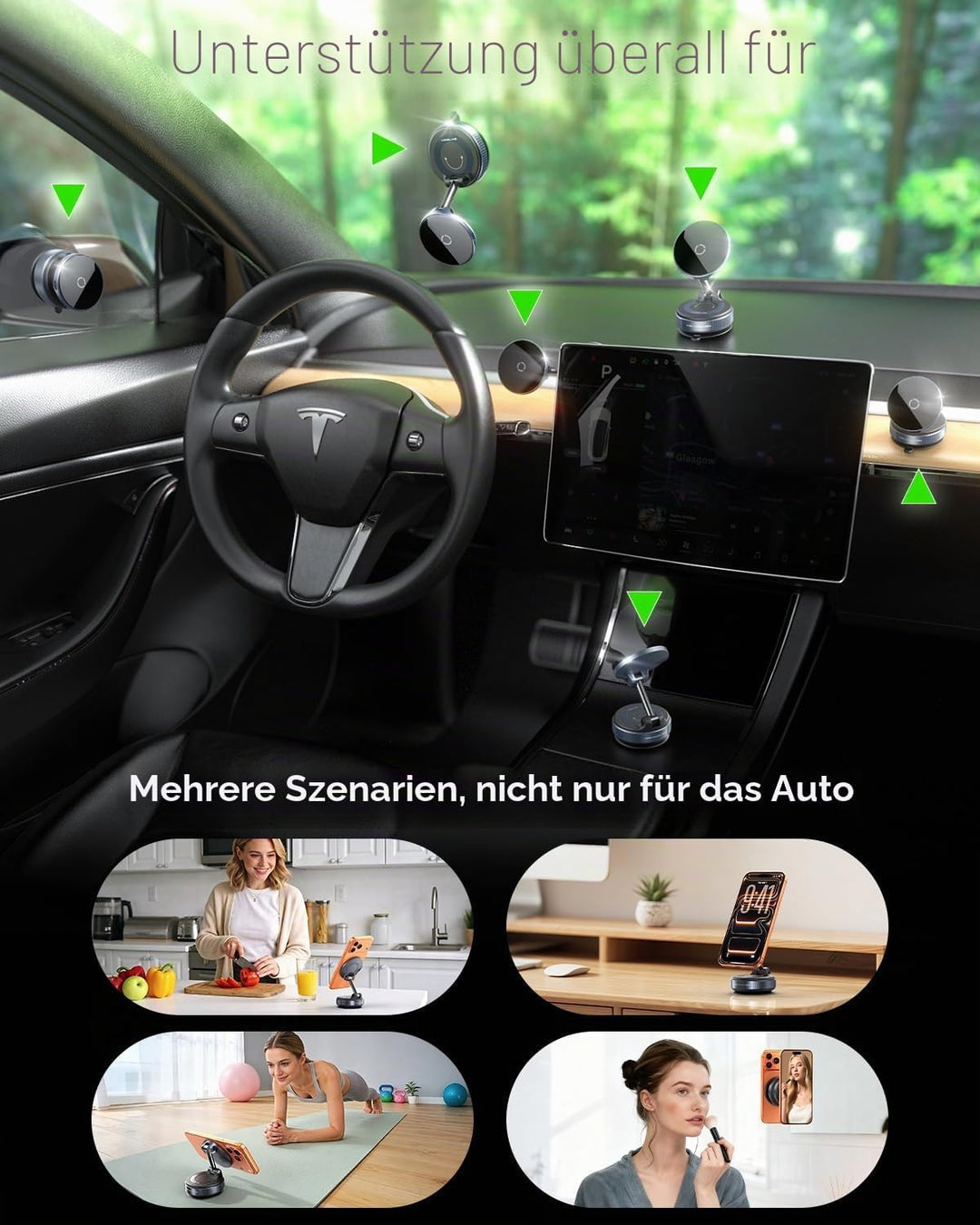 MRGLAS 15W Vakuum Magnetische Handyhalterung mit Ladefunktion,360° Verstellbarer Saugnapf Handy Halt