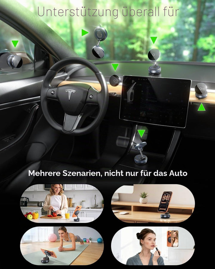 MRGLAS 15W Vakuum Magnetische Handyhalterung mit Ladefunktion,360° Verstellbarer Saugnapf Handy Halt