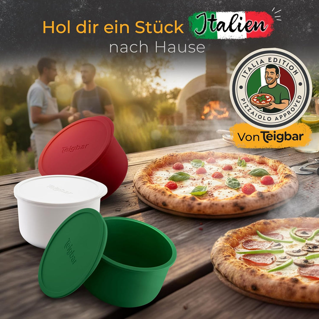 Teigbar Pizzaballenbox mit Deckel, 3er Set »Italia« - platzsparende Teigbox aus löse-leichtem Siliko