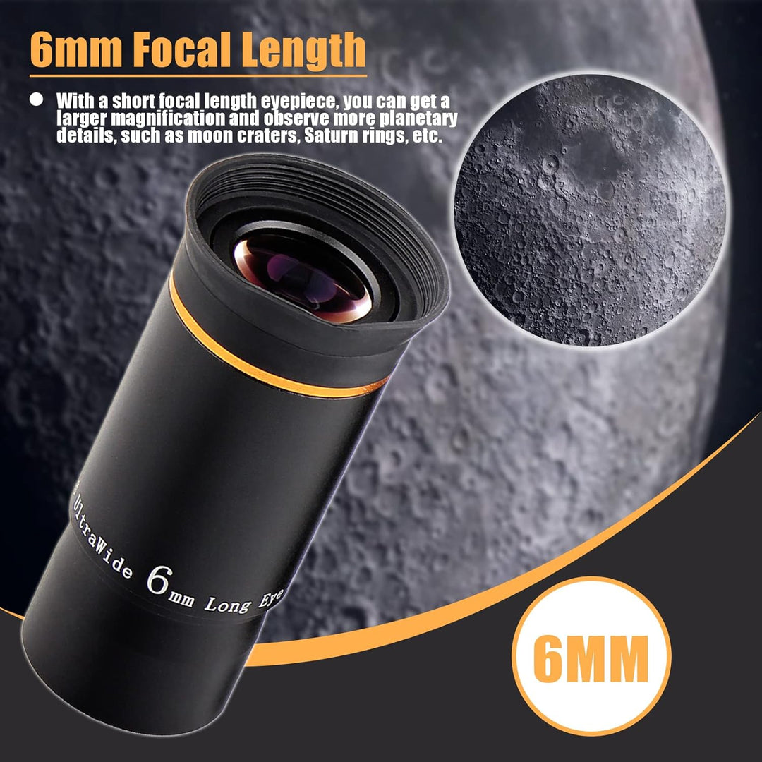 Svbony Teleskop Okular, 1,25” 6mm Okular 66° Ultra Weitwinkel Angenehmes Sichtfeld Linse, Planeten S