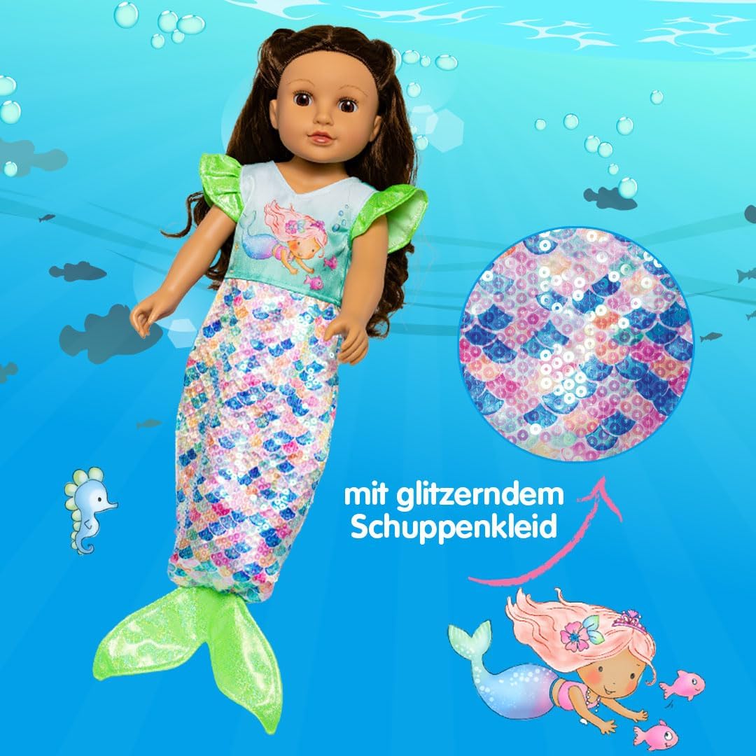 Heless 1320 - Puppenkleidung im Design Meerjungfrau Yara, Kleid mit glitzernden Pailletten für Puppe