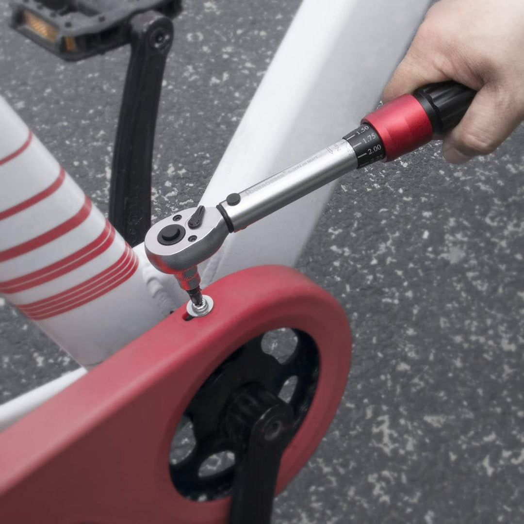 FOURROBBER Drehmomentschlüssel 1/4" Fahrrad & Motorrad 5-30NM Set, 90-Zahn-Drehmomentschlüssel mit 3