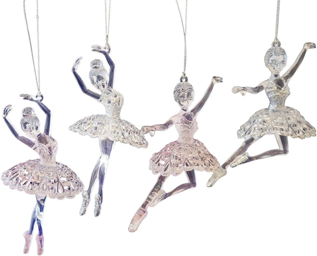 Baumschmuck Ballerina Rose-Silber (2er Set) - Ballett Weihnachtsdeko, Christbaumkugel, Weihnachten,