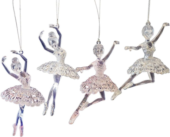 Baumschmuck Ballerina Rose-Silber (2er Set) - Ballett Weihnachtsdeko, Christbaumkugel, Weihnachten,