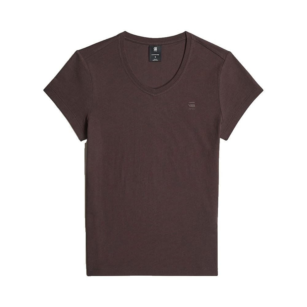 G-STAR Damen Eyben Slim V-Neck Top 2.0 XXS Beige (Chocolate Plum D24533-4107-g692), XXS Beige (Choco