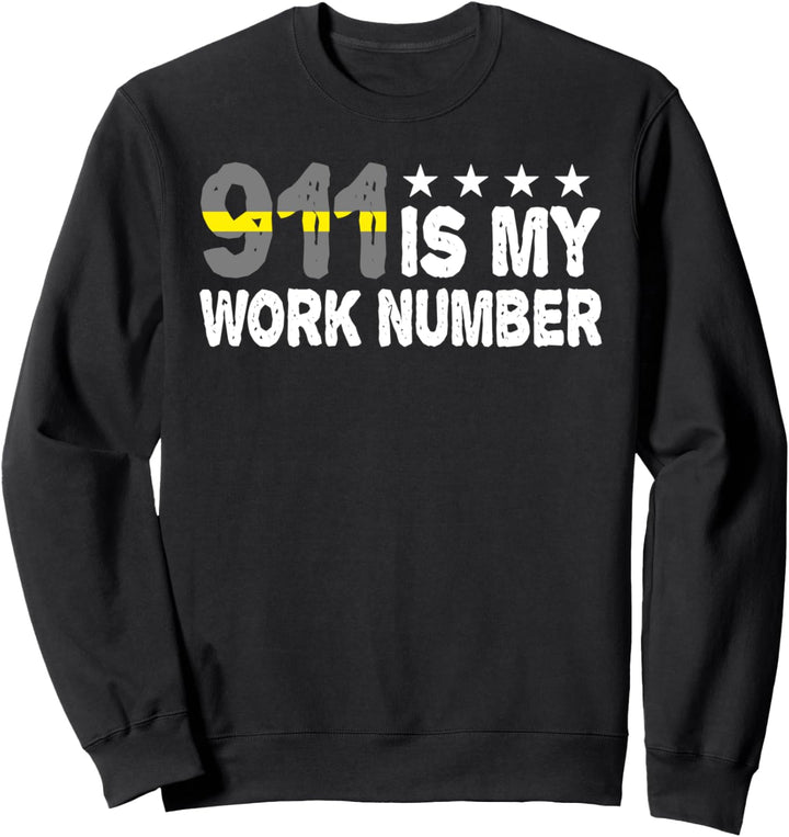 911 ist meine Arbeitsnummer Yellow Line Police Dispatcher Sweatshirt