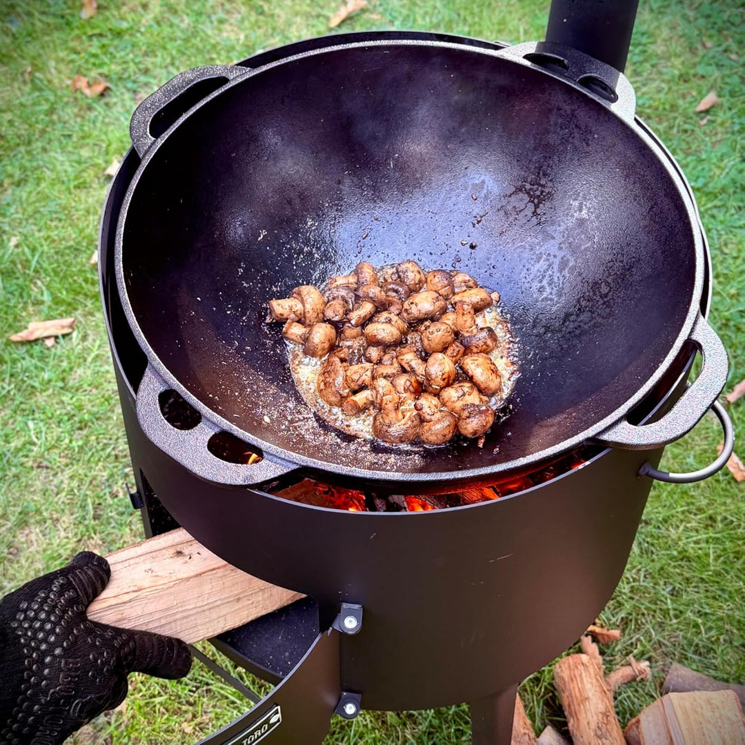 BBQ-Toro Gusseisen Kazan mit Kazan Ofen Ø 44 cm | 16 L Gusstopf mit Deckel, Gusseisentopf | Gulaschk