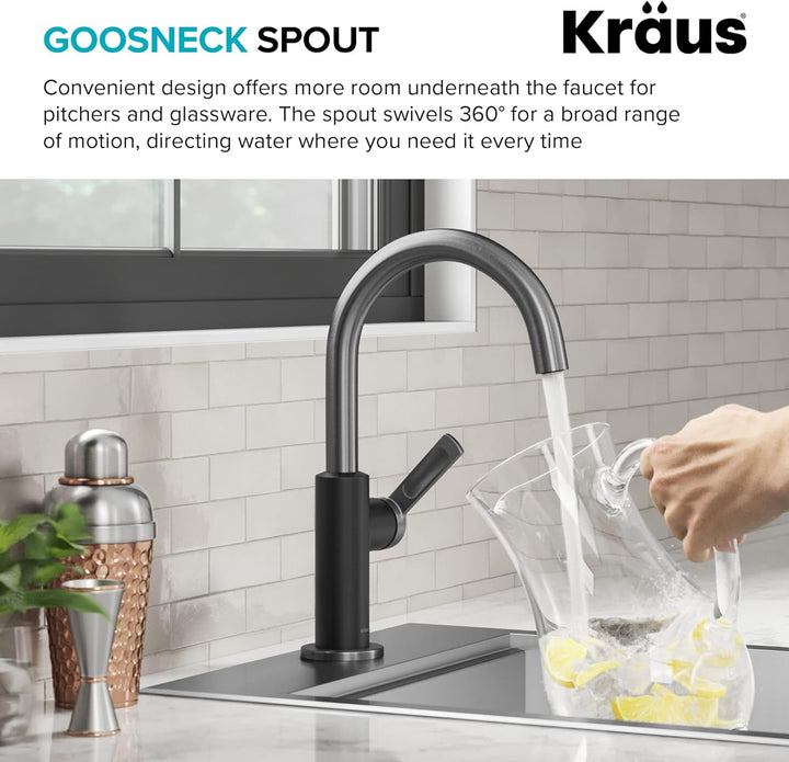 KRAUS Oletto KPF-2822MBSFSB Küchenarmatur mit einem Griff in mattem Schwarz/Spot-Free Black Stainles