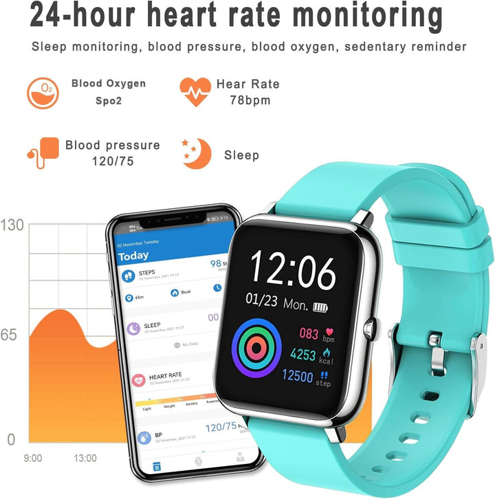 SUPBRO Smartwatch Fitness Armband Tracker 1.4" Voller Touch Screen Wasserdicht IP67 Armbanduhr Smart