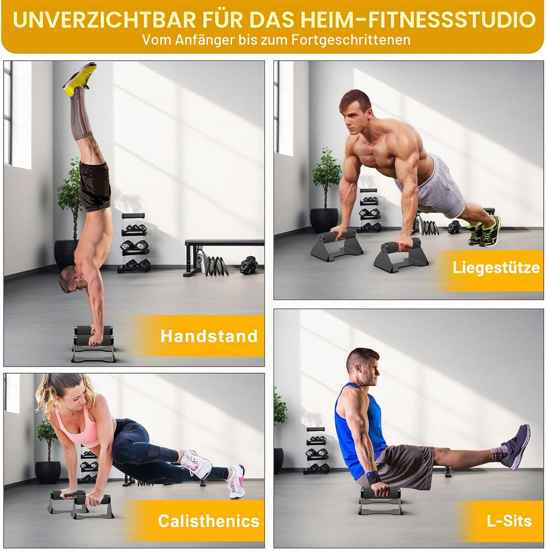 Kipika Liegestützstangen, Liegestütz-Ständer, ergonomische Holzgriffe, rutschfeste Gummiunterlage, P