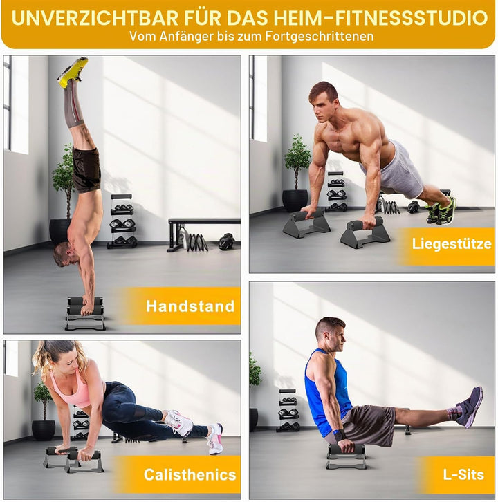 Kipika Liegestützstangen, Liegestütz-Ständer, ergonomische Holzgriffe, rutschfeste Gummiunterlage, P