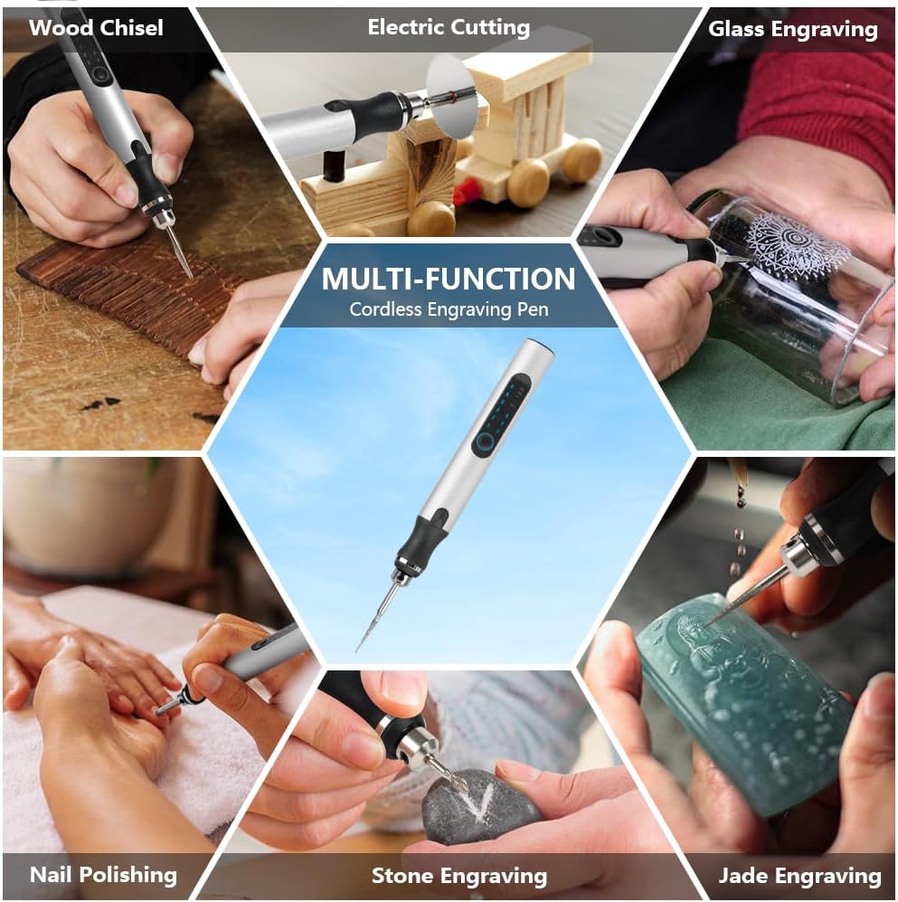 Ainiv USB Wiederaufladierbar Gravur Werkzeug Kit, Elektrischer Mini Graveur Gravurwerkzeug, Tragbar