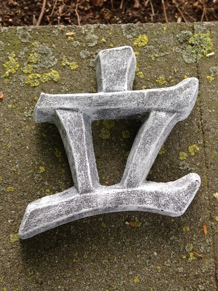 DS Steinfiguren Garten Deko Chinesische Schriftzeichen 3er Set, massiver Steinguss, frostfest