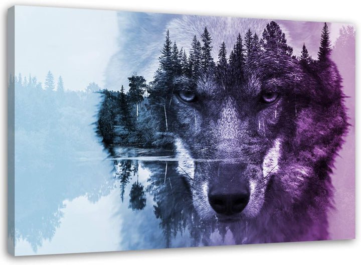 Feeby Bilder Tiere Wolf Natur 60x40 cm Wohnzimmer Schlafzimmer Büro Flur Küche Wandbilder Modern Bil