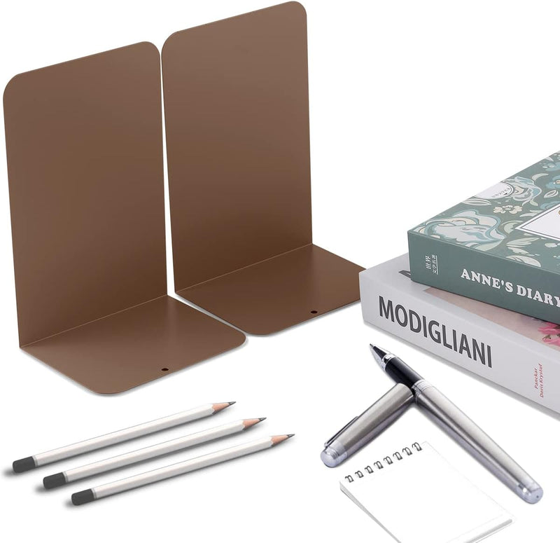 MSDADA Buchstützen aus Metall L, 102x203x135mm, 4 Paar CD Buchständer Kinder, Bücherregal für Schule