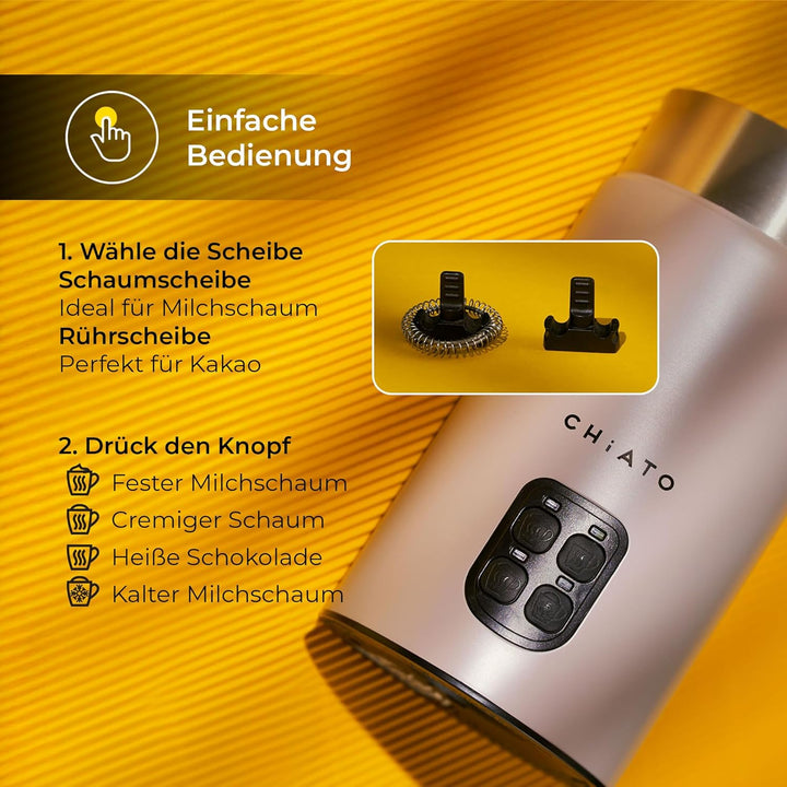 milkPLAY Milchaufschäumer Elektrisch & Milchschäumer - 4- in-1 Milk Frother, Milchkocher & Milchwärm
