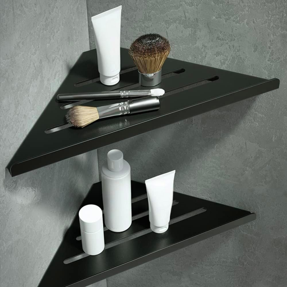 Biutimarden 30CM Schwarz Duschregal Ohne Bohren Eckablage Badregal Selbstklebende SUS304 Edelstahl D