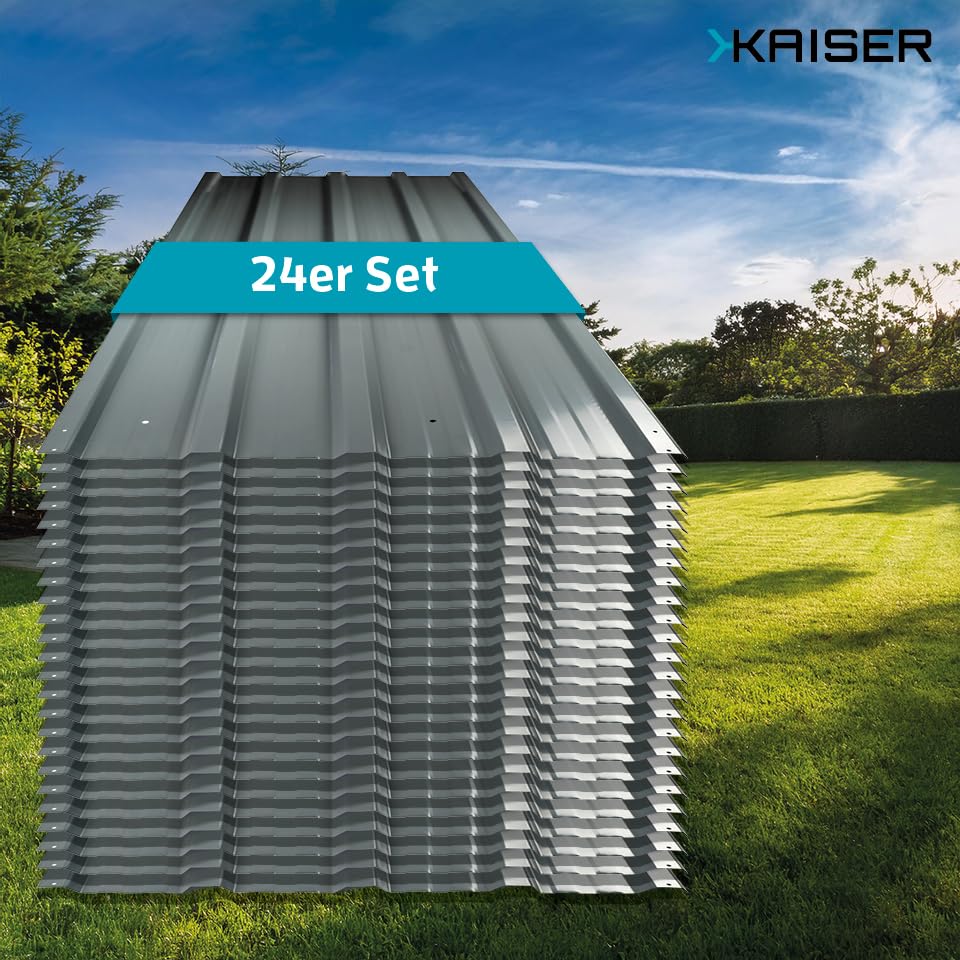 KAISER® Trapezblech 24er Set – Profilblech 115x46cm (12,7m²) anthrazit – Dachplatten verzinkt aus Me