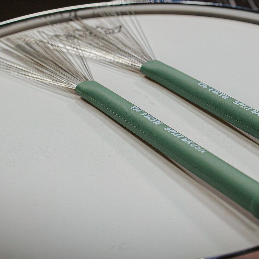 Vic Firth Wire Split Brush - Retractable - Green Handle Wire Single, Wire Single