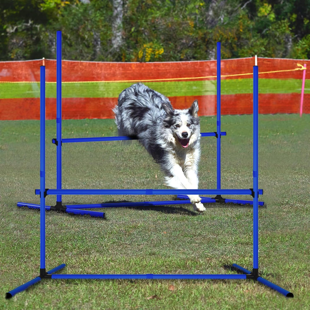 4X Agility Set Hunde Slalomstangen Hund Training Set Höhenverstellbar Kunststoff Hürdenset Hobby Hor