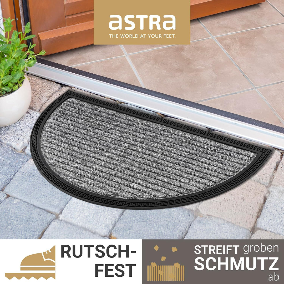 Astra Fussmatte Aussen & Innen - 3er Set 40x70 cm halbrund Silber Linien - Türmatte rutschfest - Sch