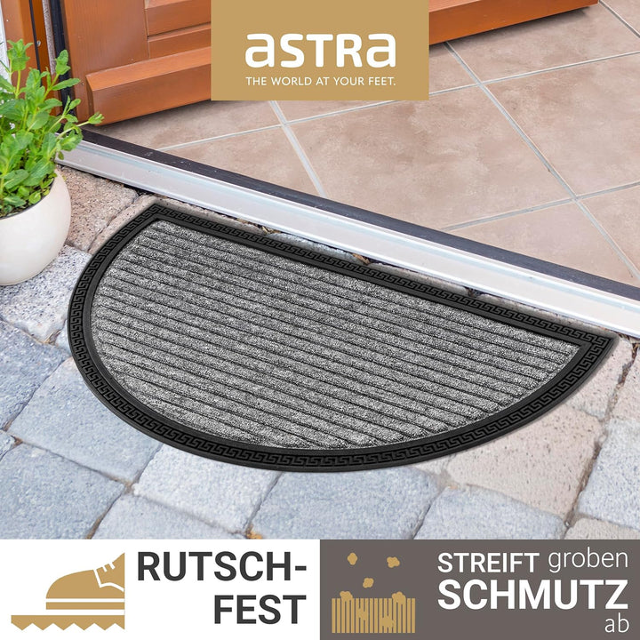 Astra Fussmatte Aussen & Innen - 3er Set 40x70 cm halbrund Silber Linien - Türmatte rutschfest - Sch
