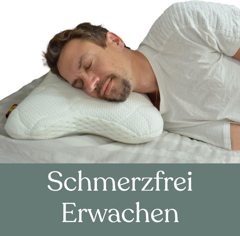 Traumreiter CPAP Kissen für Seitenschläfer - Schlafapnoe Kopfkissen mit Memory Foam 2 Härtegrade, ge