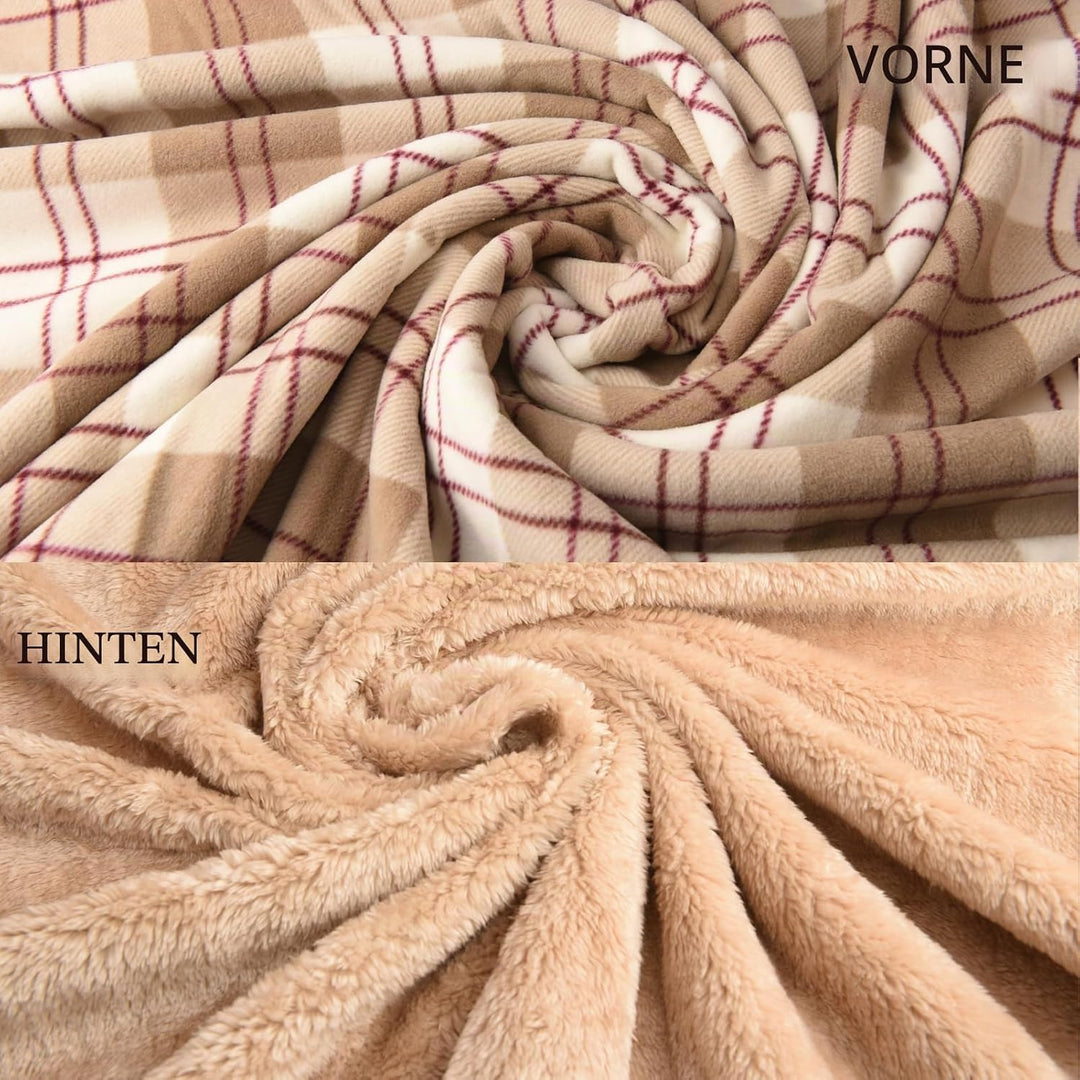 Damen Poncho Fleece Tragbare Decke, Karierte Schossdecke Bequemer Poncho Plüschdecken Überwurf Schal