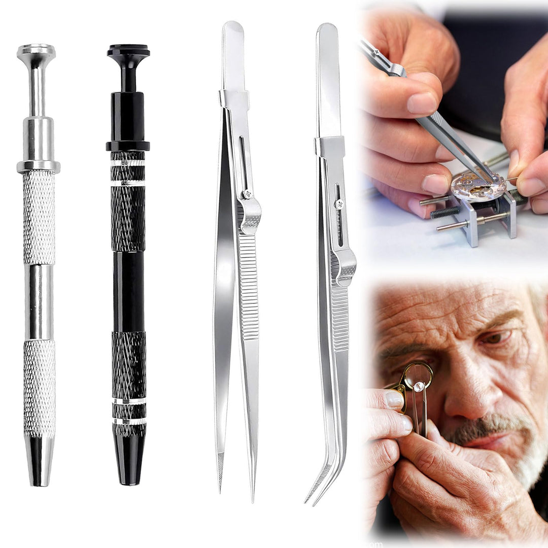 4 Stück Piercing Kugel Aufdreher Piercing Zange Pick Up Tool Prong Klaue Pinzette Abgewinkelte Grabb