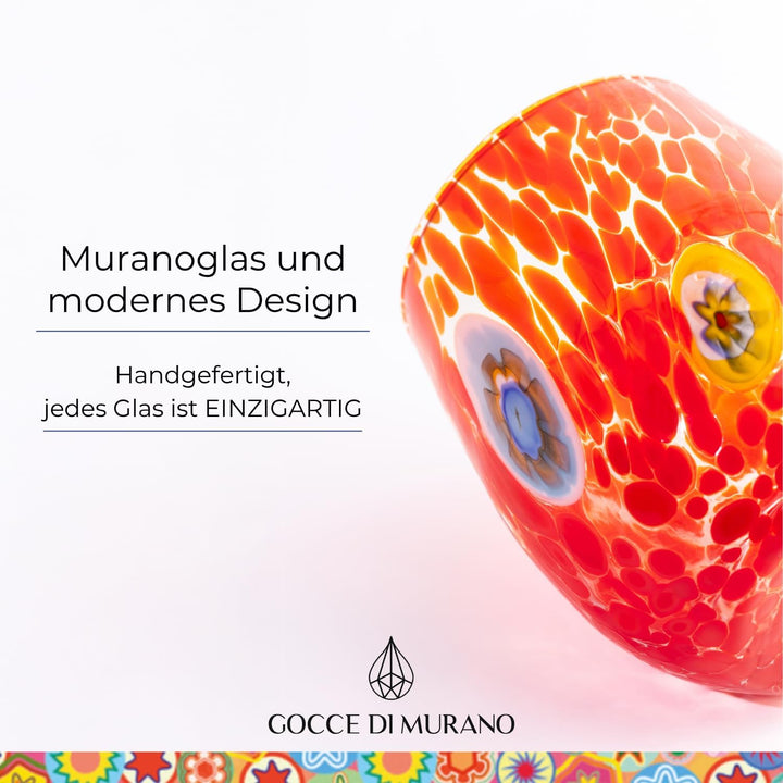 Gocce di Murano Set 6 Gläser Regenbogen Regen aus Muranoglas mundgeblasen 300 ml handgearbeitet bunt