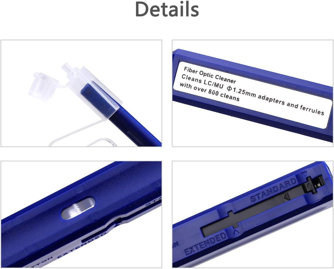 KELUSHI Glasfaserreinigungsstift für LC/MU-Stecker, Aktivierung durch einfaches Drücken, Blau