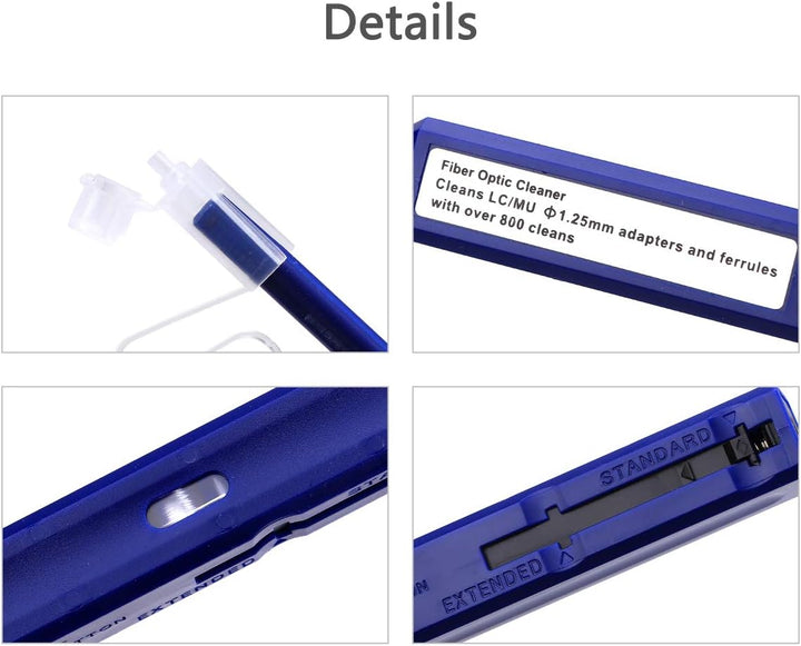 KELUSHI Glasfaserreinigungsstift für LC/MU-Stecker, Aktivierung durch einfaches Drücken, Blau