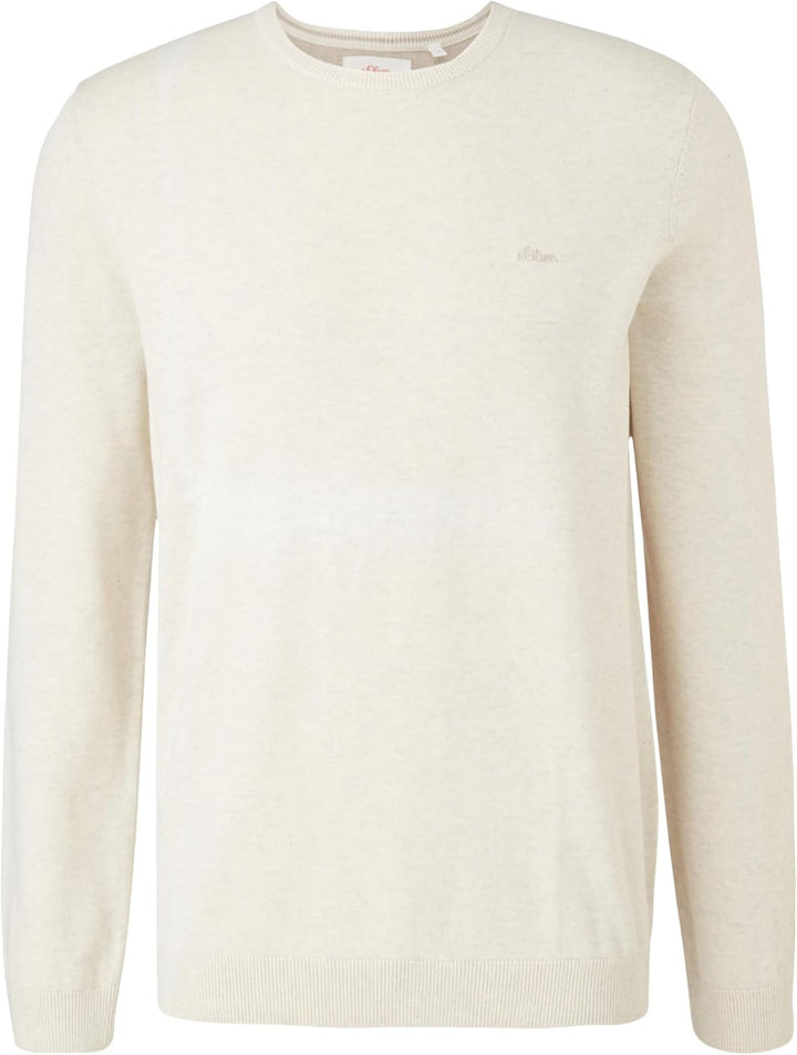 s.Oliver Herren 2152193 Pullover mit Logo-Stitching M Cremefarben(03w0), M Cremefarben(03w0)
