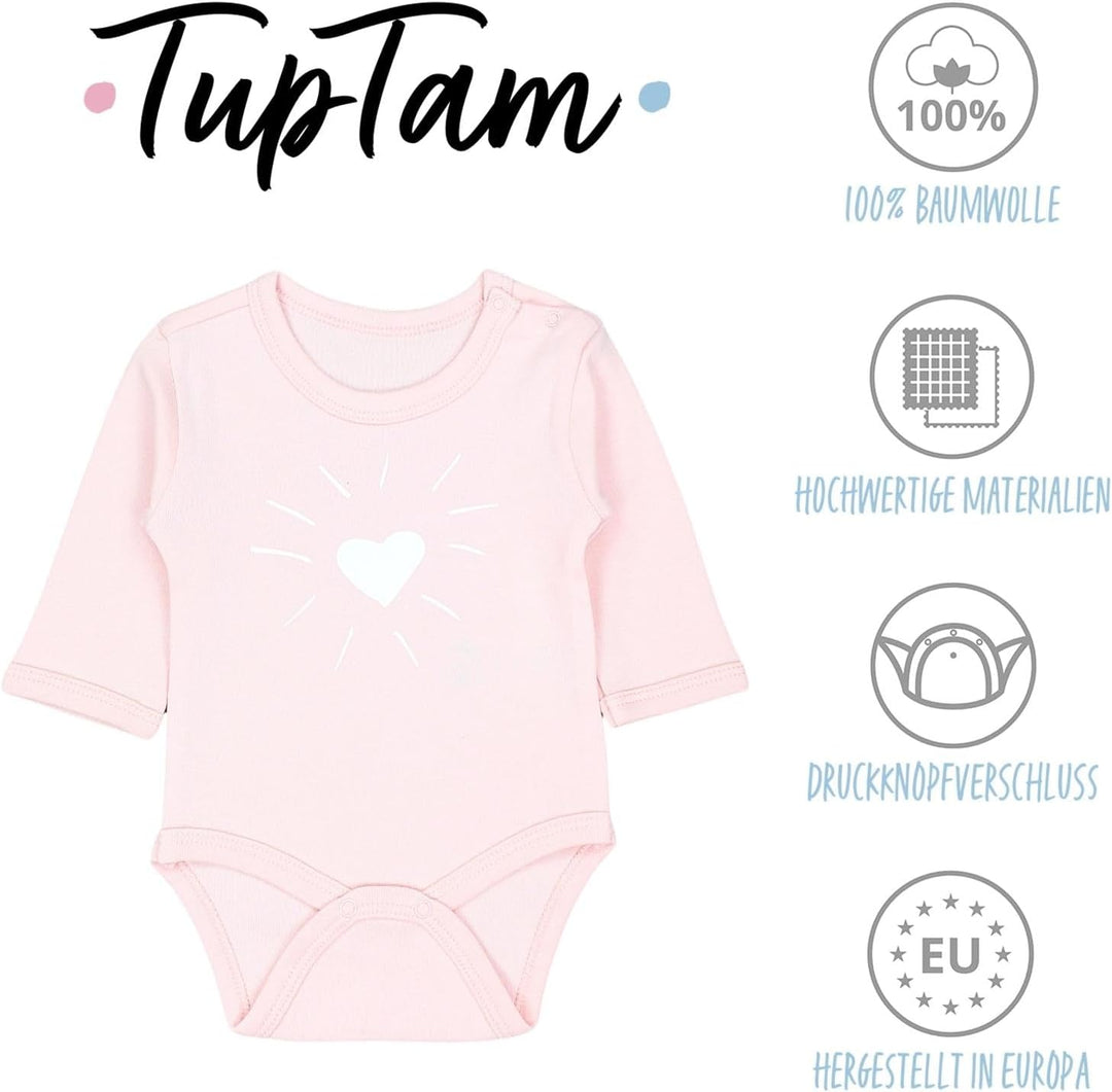 TupTam Baby Body Langarm Mädchen – 5er Pack Unifarbene Body Baby aus Baumwolle – OEKO-TEX zertifizie