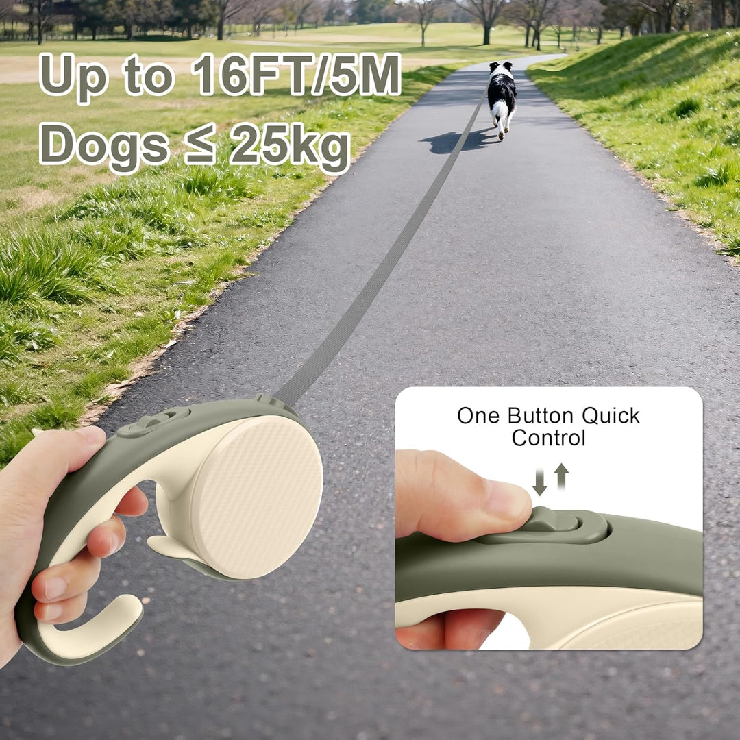 Einziehbare Hundeleine, 5 m, mit rutschfestem, ergonomischem Griff für kleine und mittelgrosse Hunde
