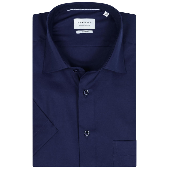 ETERNA Herren Businesshemd Kurzarm Comfort FIT | Uni | Bügelfrei | Kent Kragen 41 Dunkelblau-(19), 4