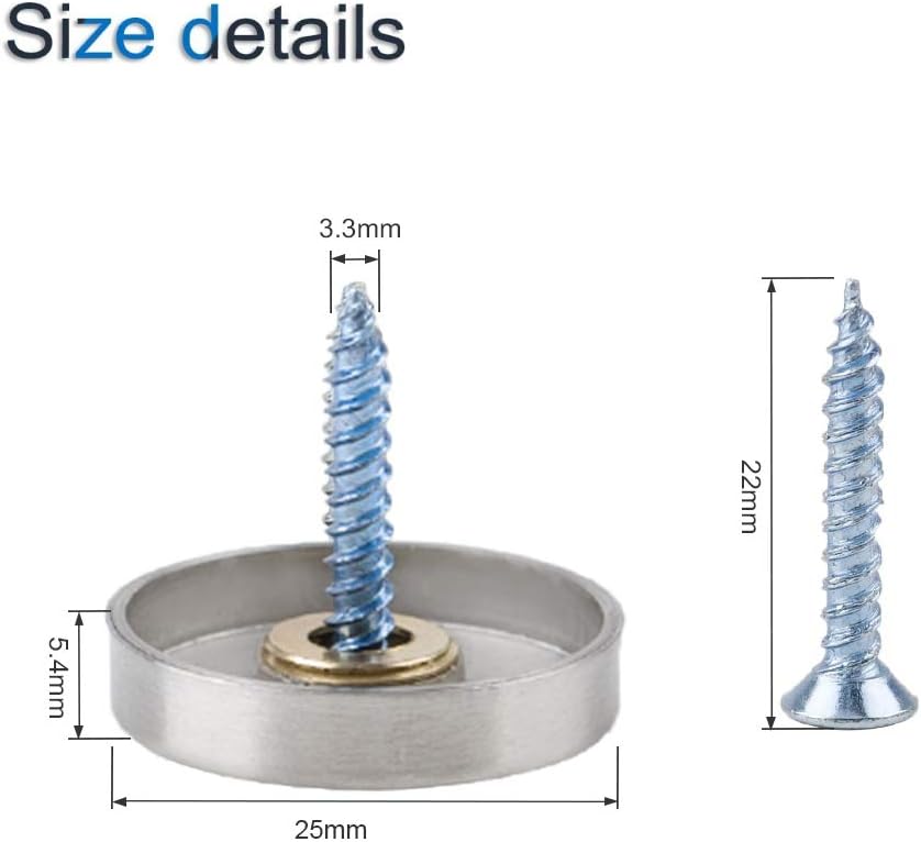 INCREWAY 20 Sätze Edelstahl dekorativ Nägel, 25mm Zylindrisch Spiegel Schrauben Spiegelnagel mit Dek