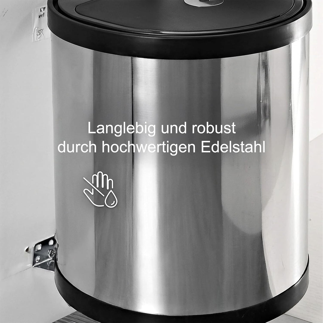 Relaxdays Einbaumülleimer 8 l, Schwingdeckel, HBT: 27,5x27x28 cm, Schwenkeimer für Spülenunterschran
