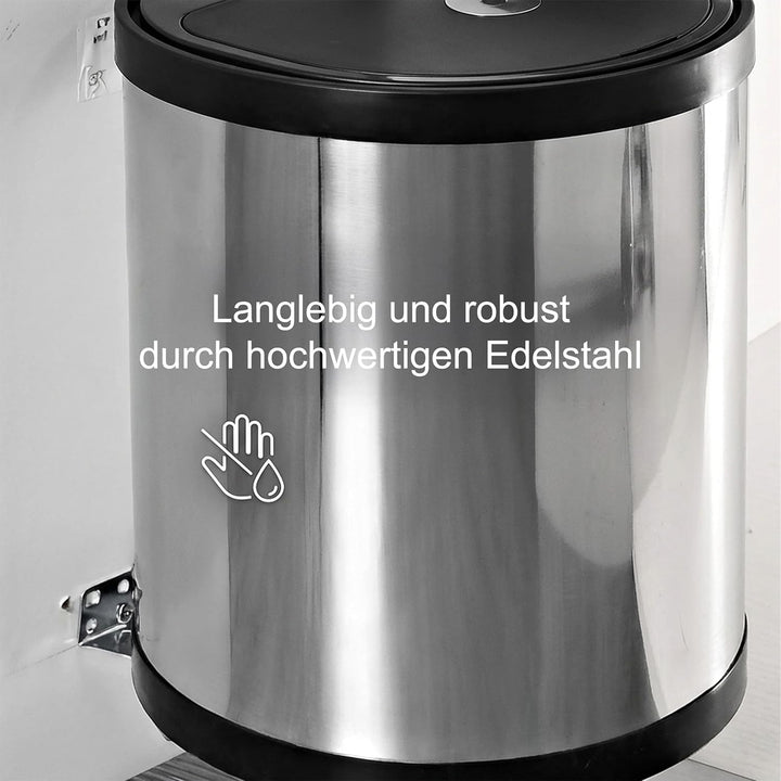 Relaxdays Einbaumülleimer 8 l, Schwingdeckel, HBT: 27,5x27x28 cm, Schwenkeimer für Spülenunterschran