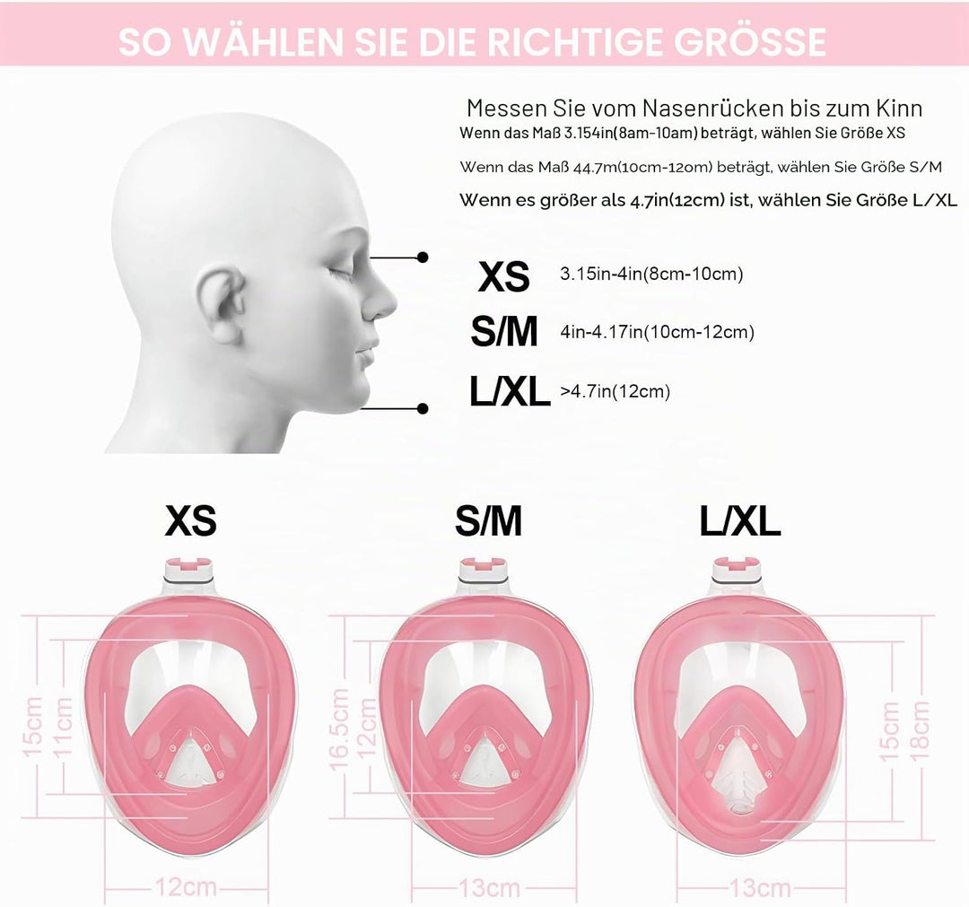 Jsdoin Schnorchelmaske Erwachsene Vollmaske,180-Grad-Sicht Tauchmaske mit Panorama-Vollgesichtsdesig