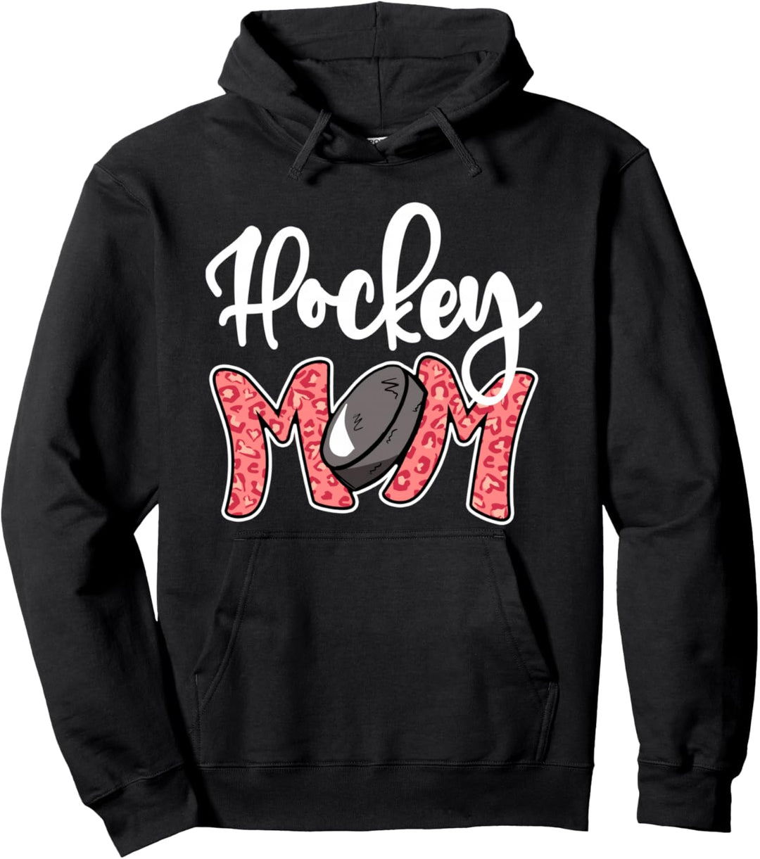 Hockey Mom, Leopard Ice Hockey Mama, Mothers Day Hockey Mom Pullover Hoodie