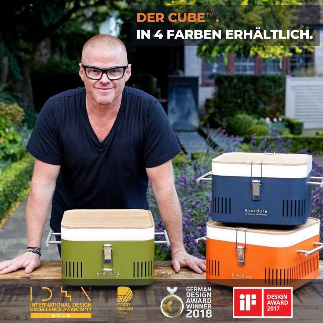 everdure by heston blumenthal Holzkohlegrill CUBE I mobiler Outdoor-Grill I tragbarer Gourmet-Grill
