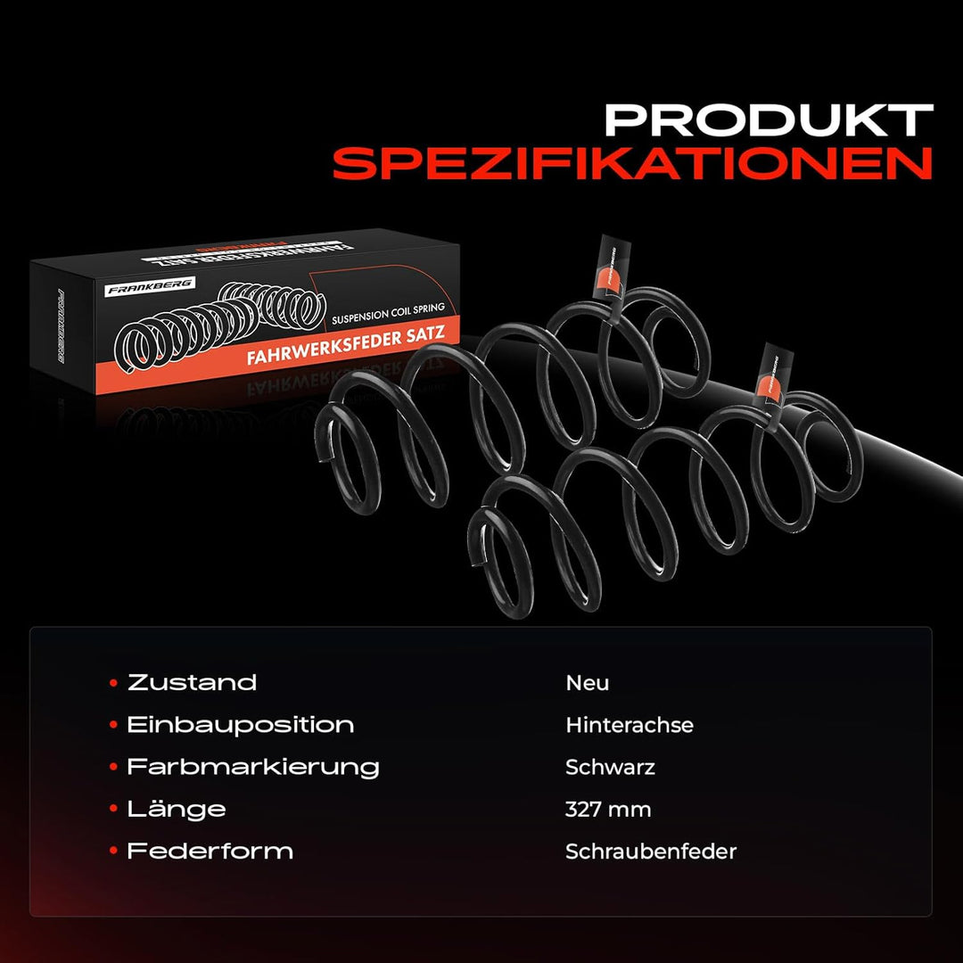 Frankberg 2x Federn Fahrwerksfeder Hinterachse Kompatibel mit A4 8K2 B8 2007-2015 A5 8T3 2007-2017 R