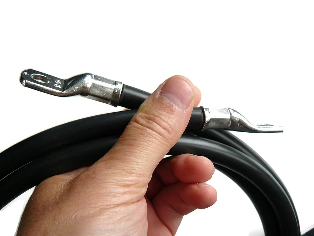 Exoda Batteriekabel 50 mm² 2,5m M10 Kabelschuhe Schwarz geeignet für Auto Boot Motorrad flexibel 99